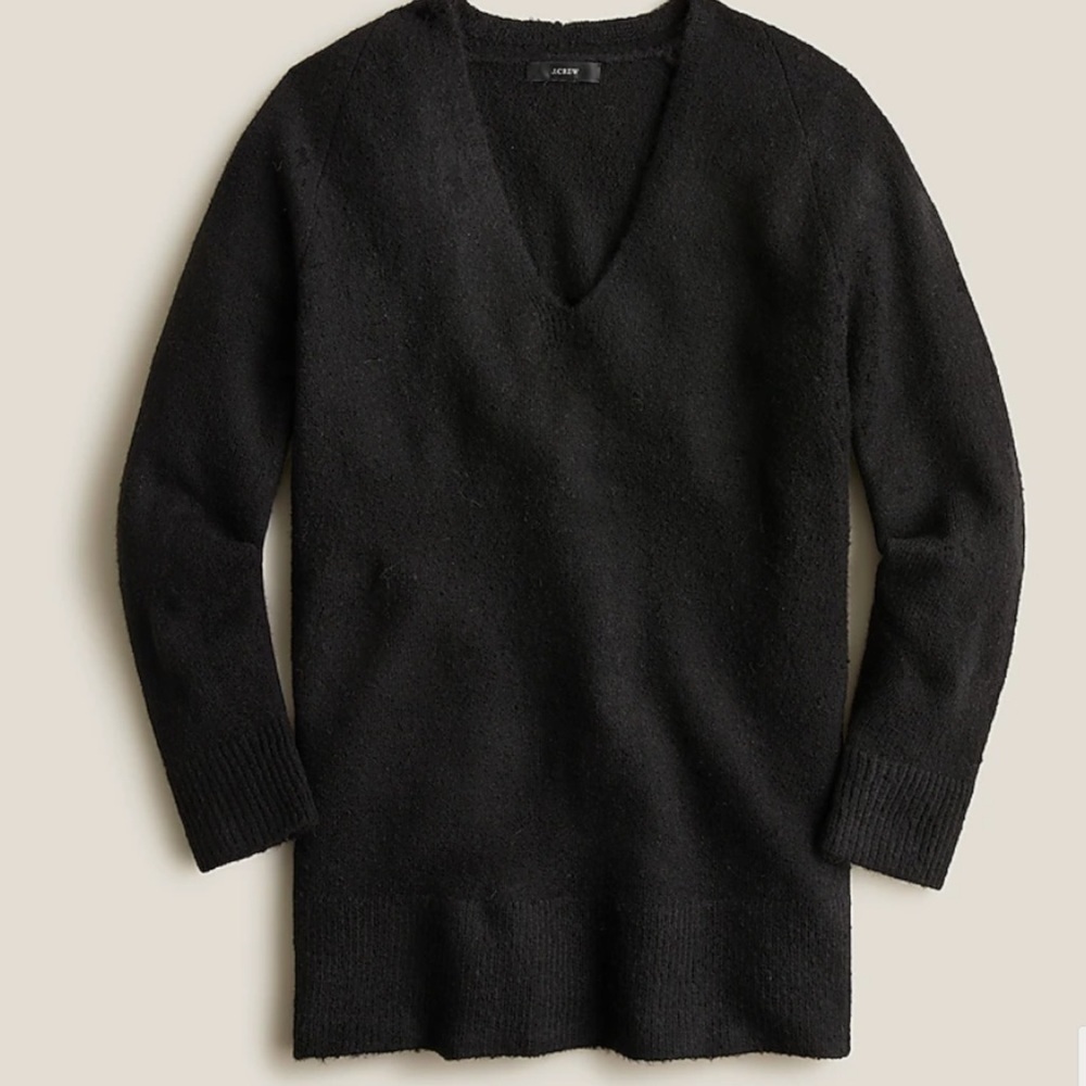 J Crew Stretch Merino Wool Alpaca V-Neck Tunic Sweater Sz L